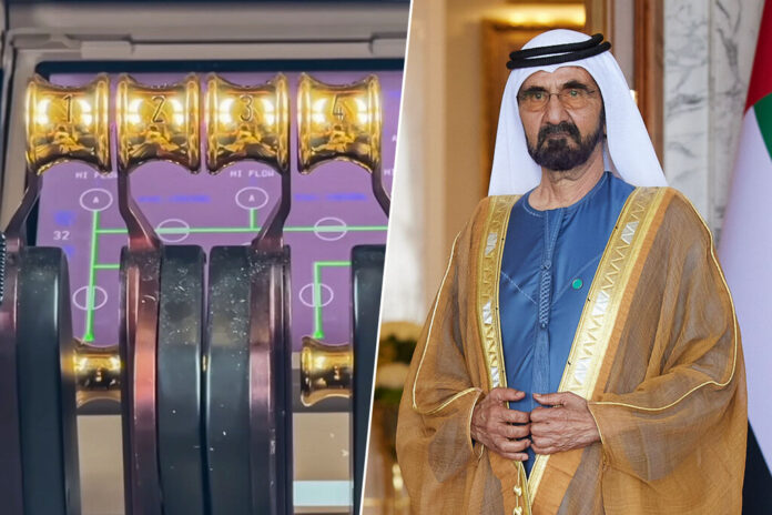 El Boeing 747 que el emir de Dubái usa como avión privado es tan lujoso que hasta los mandos del piloto son de oro
