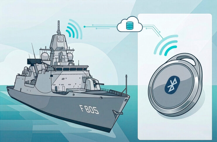 Millones en proteger una fragata de guerra. Un rastreador Bluetooth de pocos euros ha bastado para seguirla en tiempo real