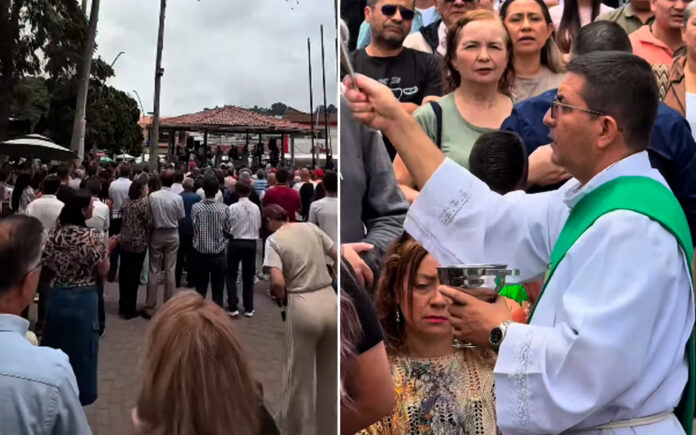 Colombianos convierten plazas y parques en “iglesias” para celebrar la Misa tras el terremoto