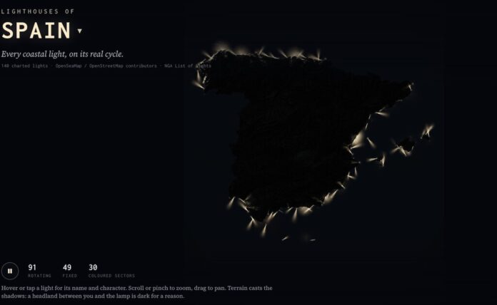 Todos los faros de España, en un espectacular mapa interactivo