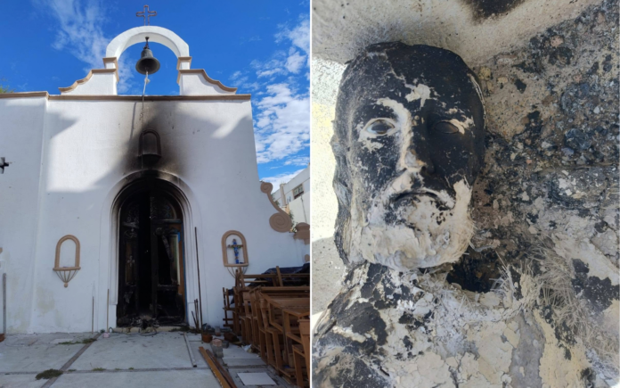Incendian puerta y destruyen imágenes de santos en una iglesia en Guanajuato, México